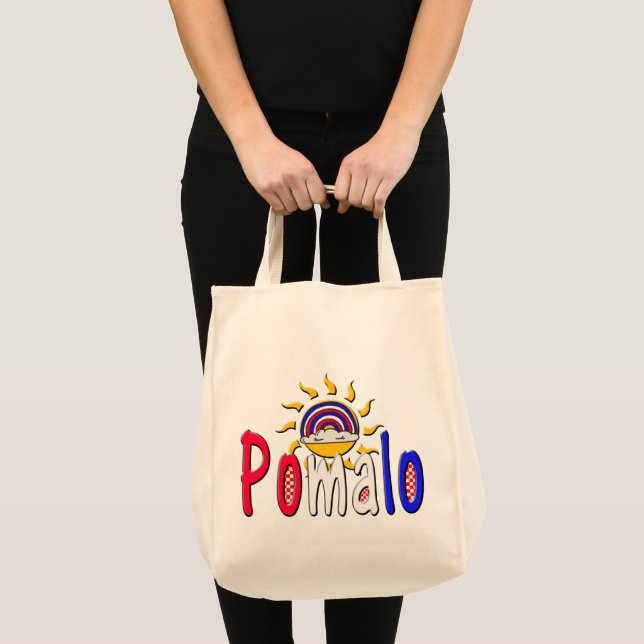 Bolsa Tote Pomalo - Relaxação Croata com Sol e Arco-íris (Frente (produto))