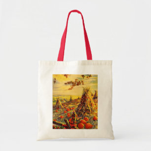 Bolsa Tote Pomar de Abóboras de Halloween Vintage com Montes