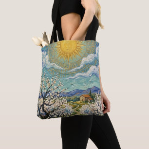 Bolsa Tote Pomar de amendoeiras ao estilo de Van Gogh, florad