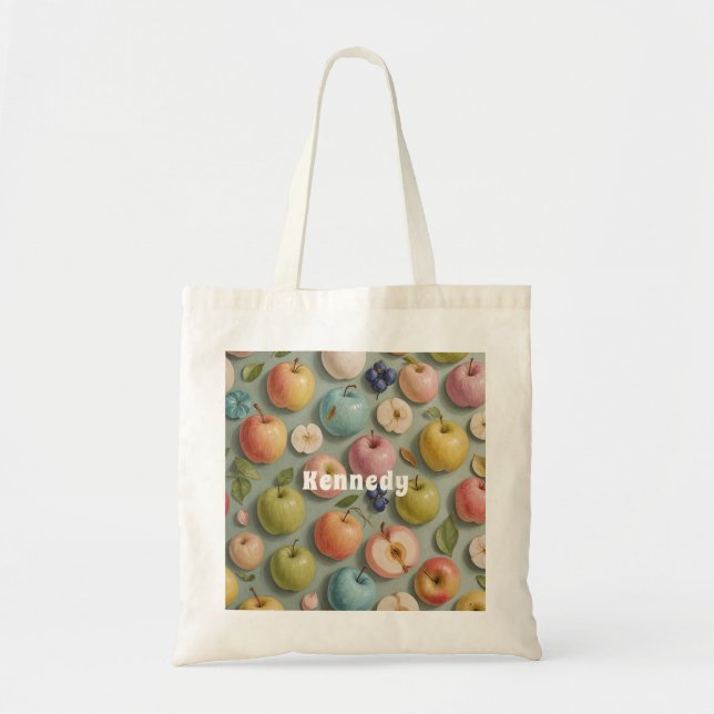 Bolsa Tote Pomar Whimsy: Fruta de Pastel (Frente)