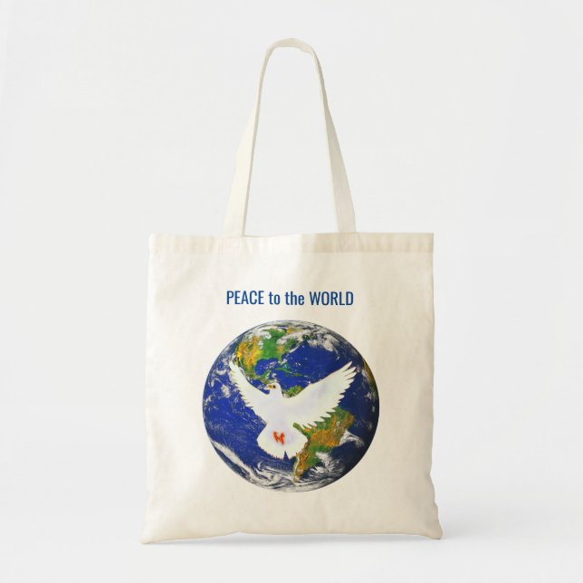 Bolsa Tote Pomba da Paz com Texto Editável (Frente)