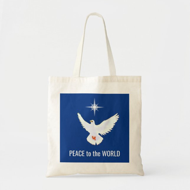 Bolsa Tote Pomba da Paz com Texto Editável (Frente)