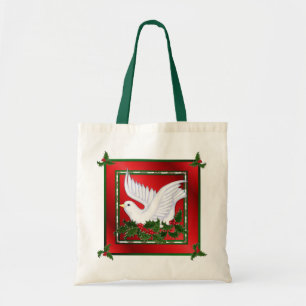 Bolsa Tote Pomba de Natal e Holly