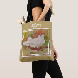 Bolsa Tote Pombas Brancas de Amor
