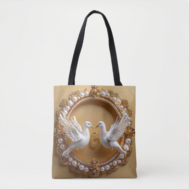 Bolsa Tote Pombas de Casamento (Frente)