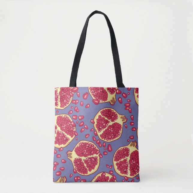 Bolsa Tote Pomegranato padrão sem descontinuidades. (Frente)