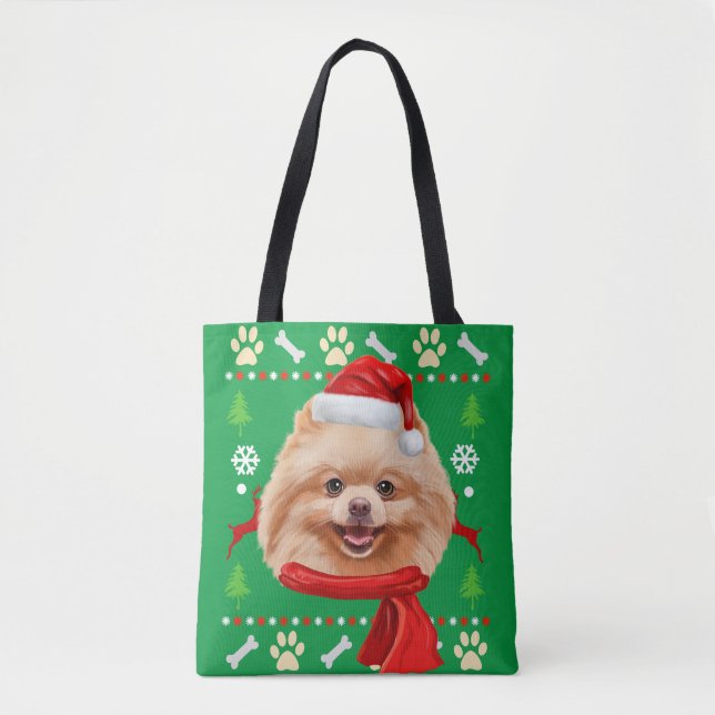 Bolsa Tote Pomerânia - Cachorro Feio Natal (Frente)