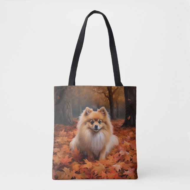 Bolsa Tote Pomerânia de Folhas de outono inspira queda (Frente)