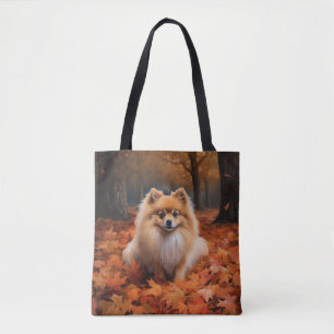 Bolsa Tote Pomerânia na Queda de Folhas de Outono Inspira