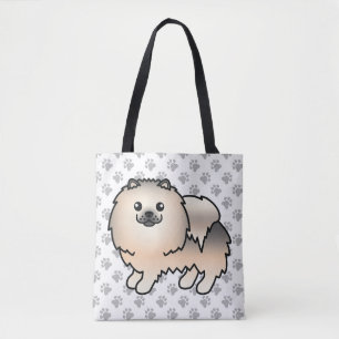 Bolsa Tote Pomerânia Sable Creme Cachorro Fofo de Desenho & P