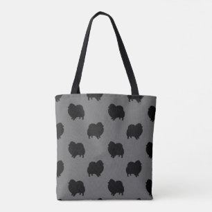 Bolsa Tote Pomeranian preto mostra em silhueta o teste padrã