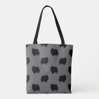 Bolsa Tote Pomeranian preto mostra em silhueta o teste padrão