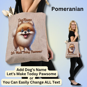 Bolsa Tote Pomeraniano - Adicionar nome do cão, Alterar texto