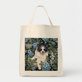 Bolsa Tote Pomerano Preto e Branco com Hydrangeas