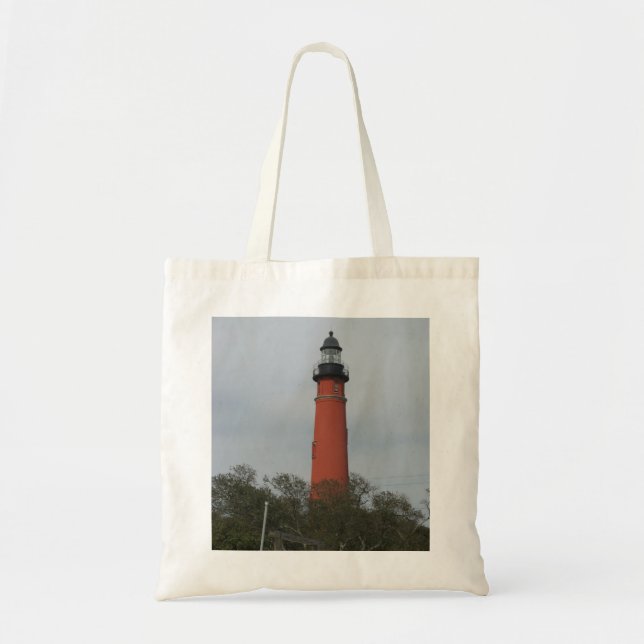 Bolsa Tote Ponce Light House Acima da Fotografia das Árvores (Frente)