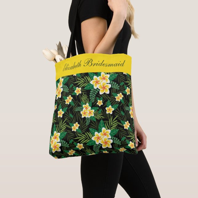 Bolsa Tote Ponta Botânica Amarela Verde Amarelo Monograma (Close Up)