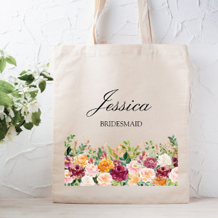 Bolsa Tote Ponta elegante de Rosa de cor aquosa monograma
