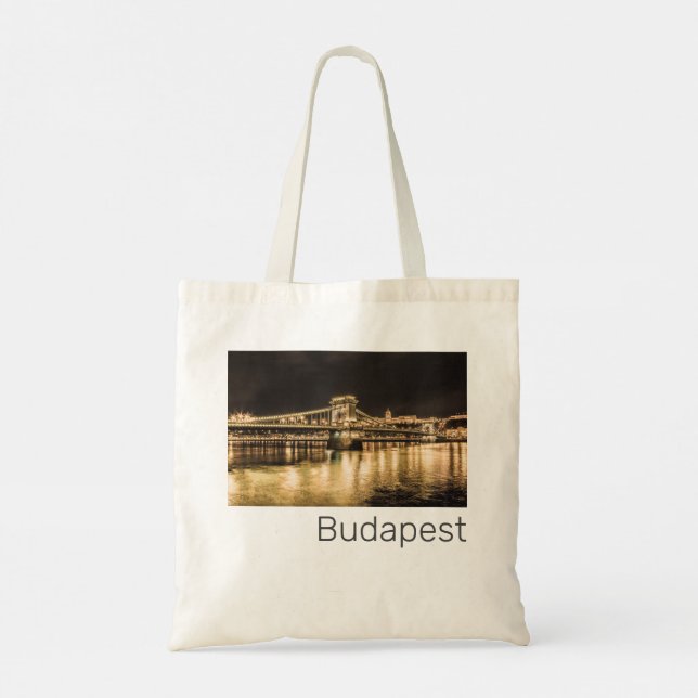 Bolsa Tote Ponte da Cadeia de Budapeste - Hungria - Retro Nig (Verso)