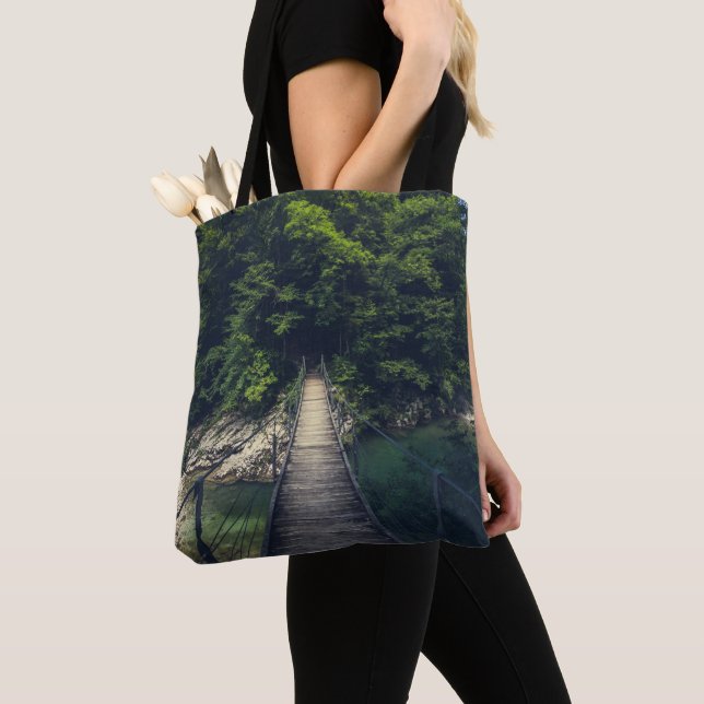 Bolsa Tote Ponte de suspensão simples rio Idrijca, Eslovênia (Close Up)