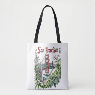 Bolsa Tote Ponte Golden Gate de São Francisco Design Aquarela