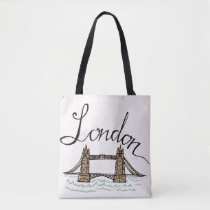 Bolsa Tote Ponte indicada por letras de Londres da mão