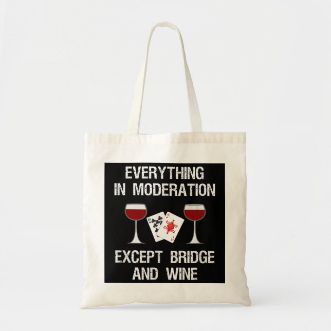 Bolsa Tote Ponte - Jogo Engraçado de Cartão de Ponte e Vinho (Frente)