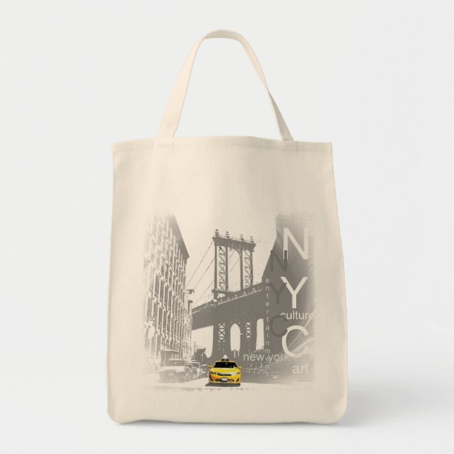 Bolsa Tote Ponte Ny Nyc Nova Iorque Amarelo Taxi Brooklyn (Frente)