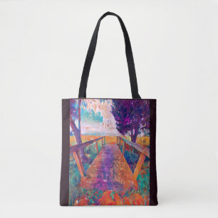 Bolsa Tote Ponte para a paz e I.A desenvolveu pintura