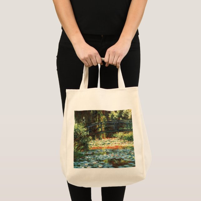 Bolsa Tote Ponte sobre o Waterlily Pond, por Claude Monet (Frente (produto))