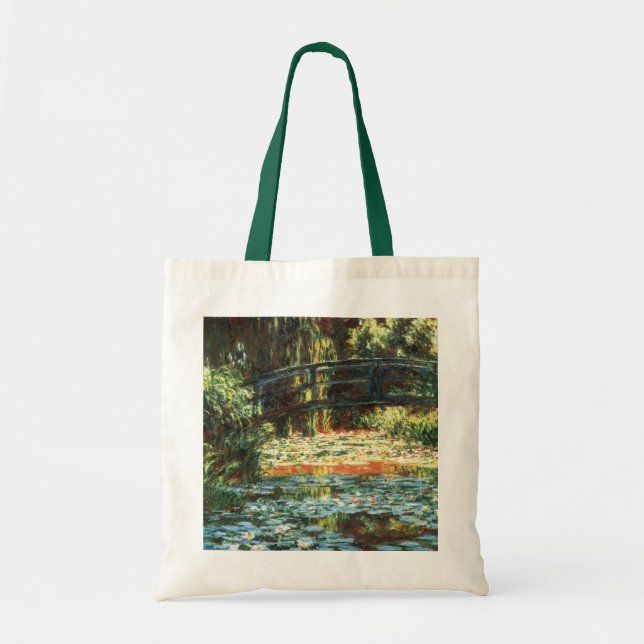 Bolsa Tote Ponte sobre o Waterlily Pond, por Claude Monet (Frente)