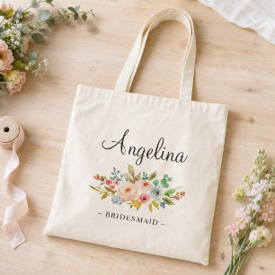Bolsa Tote Pontes Florais De Pastel De Aquarela