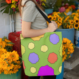 Bolsa Tote Ponto colorido ousado brilhante retrô