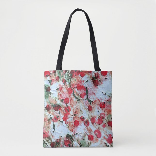 Bolsa Tote Ponto de Bolinhas Sujo Rosa Vermelho Decadência Gr (Frente)