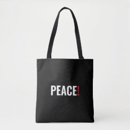 Bolsa Tote Ponto de exclamação da paz negro, vermelho-branco,