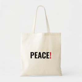 Bolsa Tote Ponto de exclamação da paz negro, vermelho-branco,