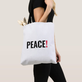 Bolsa Tote Ponto de exclamação da paz vermelho-preto branco c