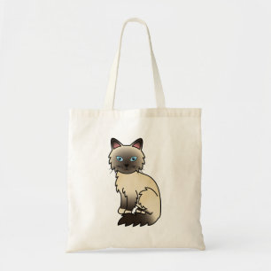 Bolsa Tote Ponto de foca Birman/Ragdoll - Desenho de Cartoon