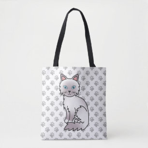 Bolsa Tote Ponto Lilar Birman / Ragdoll Gato e Patas