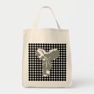 Bolsa Tote Ponto preto do safari com elefante do pop art