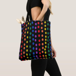 Bolsa Tote Pontos arenosos Arco-Íris em Preto