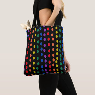 Bolsa Tote Pontos arenosos Arco-Íris em Preto