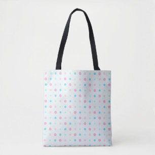 Bolsa Tote Pontos Azuis e de Pêssego