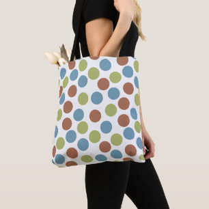 Bolsa Tote Pontos azuis, verdes e castanhos