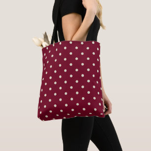 Bolsa Tote Pontos Brancos Borgonha