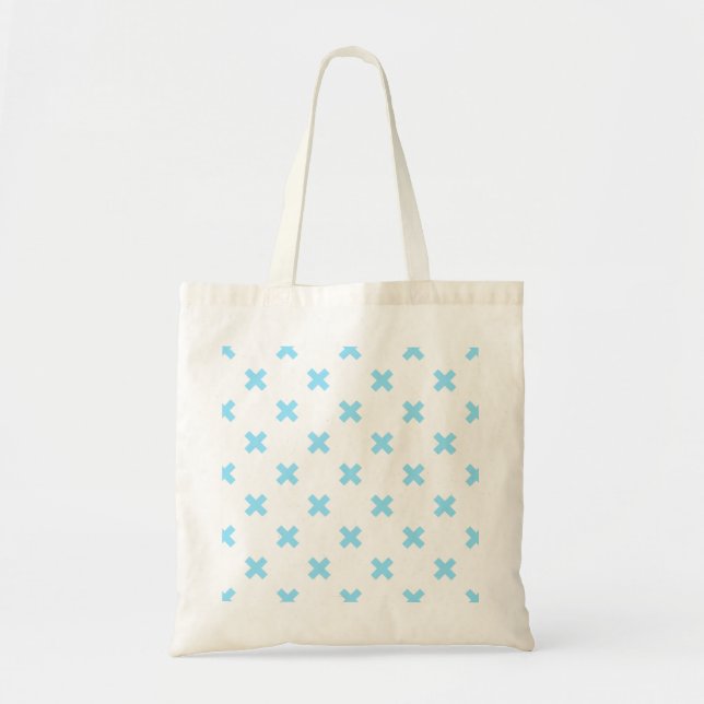 Bolsa Tote Pontos crus azuis do bebê em branco (Frente)
