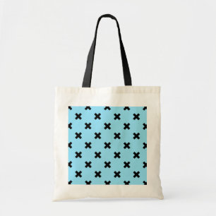 Bolsa Tote Pontos crus pretos sobre azul-bebê