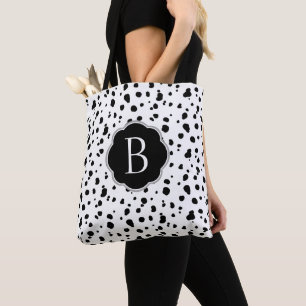 Bolsa Tote Pontos Dalmatian pretos & brancos modernos