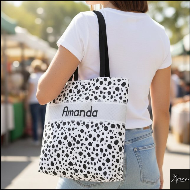 Bolsa Tote Pontos Dalmáticos com Nome (Criador carregado)