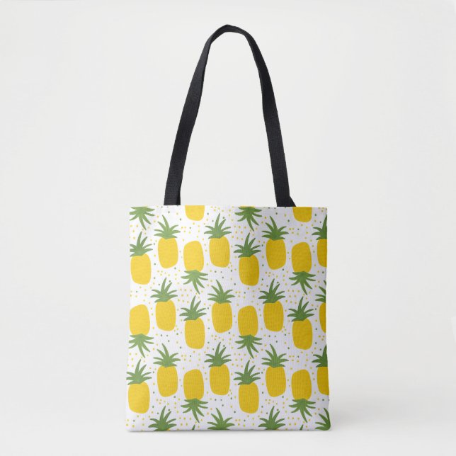 Bolsa Tote Pontos de abacaxi: Design de Fruta de Verão (Frente)