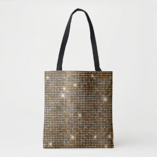 Bolsa Tote Pontos de Brilho Falso Preto e Dourado Glam